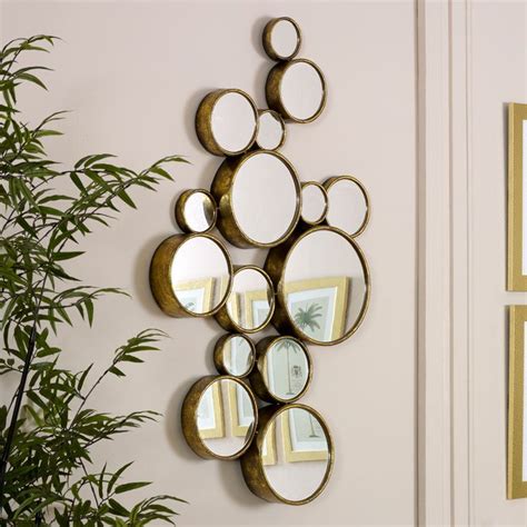 mirrored circles wall decor|small circular mirror wall decor.